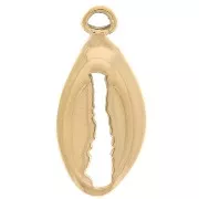 17x8mm 316L Stainless Steel Cauri Shell Charm - Gold Tone x1