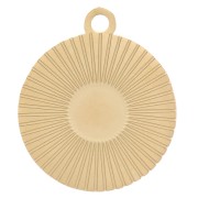 12mm 316L Stainless Steel Round Ribbed Charm for 4mm Cabochon - Gold Tone x1