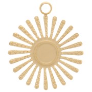 14mm 316L Stainless Steel textured sunburst charm for 4mm cabochon - Gold Tone x1|raw }}