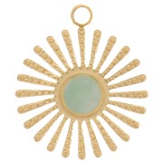 14mm 316L Stainless Steel textured sunburst charm for 4mm cabochon - Gold Tone x1