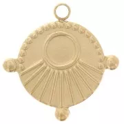 16mm Stainless steel 316L Round worked charm for 4 mm cabochon - Gold Tone x1