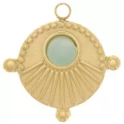 16mm Stainless steel 316L Round worked charm for 4 mm cabochon - Gold Tone x1