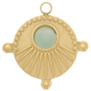 Round worked charm 16.3 mm for cabochon 4 mm - 304 stainless steel, gold-plated x1