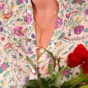 16mm Stainless steel 316L Round worked charm for 4 mm cabochon - Gold Tone x1