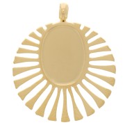 14mm 316L Stainless Steel round charm for 8x6mm cabochon - Gold Tone x1|raw }}