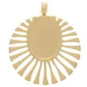 14 mm round charm for 8x6 mm cabochon - 304 gold-plated stainless steel x1