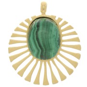 14 mm round charm for 8x6 mm cabochon - 304 gold-plated stainless steel x1