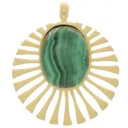 14 mm round charm for 8x6 mm cabochon - 304 gold-plated stainless steel x1