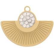 13x16mm Stainless Steel 316L Ethnic Charm with resin and zirconium oxide - Gold Tone x1