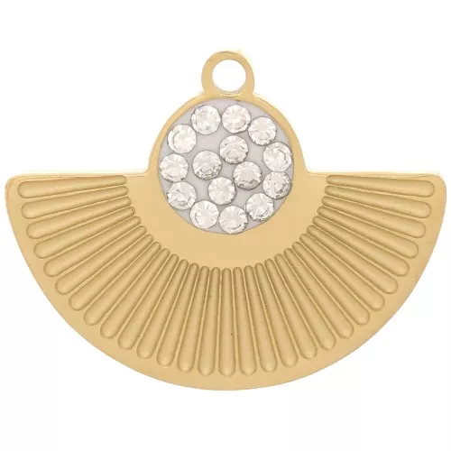 13x16mm Stainless Steel 316L Ethnic Charm with resin and zirconium oxide - Gold Tone x1