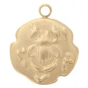 14.5x12mm 316L Stainless Steel Irregular Charm - Beetle - Gold Tone x1