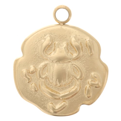 14.5x12mm 316L Stainless Steel Irregular Charm - Beetle - Gold Tone x1