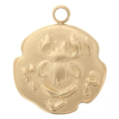 14.5x12mm 316L Stainless Steel Irregular Charm - Beetle - Gold Tone x1