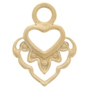 17x13mm Stainless Steel 316L Hollow Heart Charm - Gold Tone x1