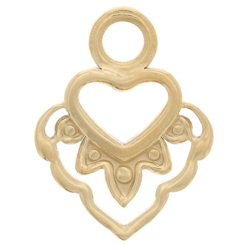 17x13mm Stainless Steel 316L Hollow Heart Charm - Gold Tone x1
