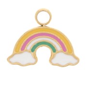 8x10mm Stainless steel 316L Rainbow charm with epoxy resin - Gold Tone x1|raw }}