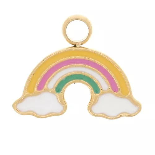 8x10mm Stainless steel 316L Rainbow charm with epoxy resin - Gold Tone x1