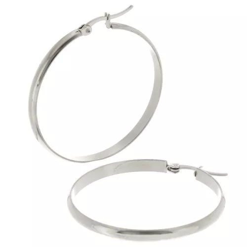 41mm Stainless Steel 201 Wide Hoop Earrings - Half-jonc Wire x2