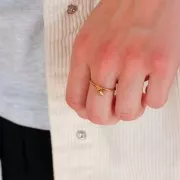 Delicate ring with a closed band - Size 57 - Gold-plated 304 stainless steel