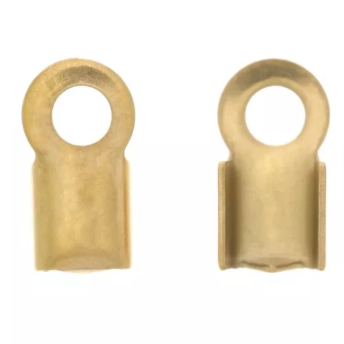 304 stainless steel crimp end caps for 3mm cord - Gold Tone x4