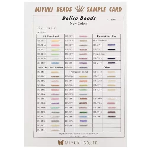 Color chart Miyuki Delica 11/0 (DB) - Sample Card (n°1005) - Silk & Dyed x1