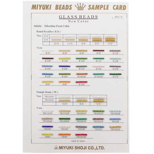 Miyuki Seed beads Triangle Colour Chart - Sample Card (n°857/R) - Mat Silver Lined