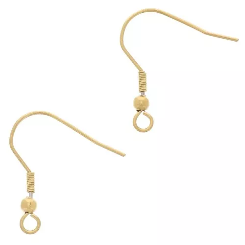 21 mm Stainless steel 304L Earwires with open ring - Gold Tone x100