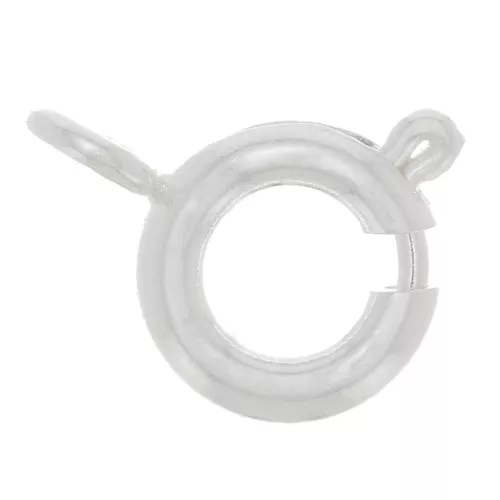 6mm spring ring clasp with open ring - Fine silver plating x1