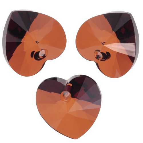 14,4x14mm PureCrystal 6228 Heart - Smoked Amber x1