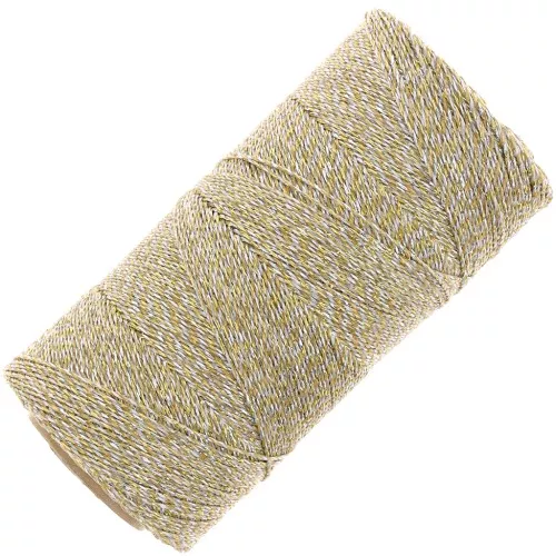 Linhasita waxed thread spool for micro macramé 0.5 mm - Gold-Silver (Ouro-Prata)