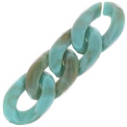 24x17mm Oval Twisted Plastic Link - Marbled Turquoise - Brown x1|raw }}