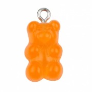 21x11mm Acrylic Bear Pendant - Transparent Neon Orange x1