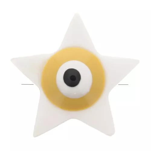 11x12mm Mother of Pearl Star Bead - eye pattern - Natural - Yellow x1