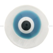 10mm Round Mother of Pearl Eye Bead - Natural - Blue x1