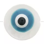 10mm Round Mother of Pearl Eye Bead - Natural - Blue x1