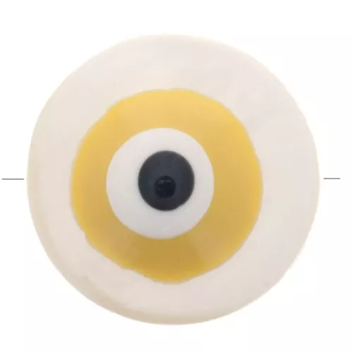 10mm Round Mother of Pearl Eye Bead - Natural - Yellow x1