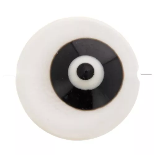10mm Round Mother of Pearl Eye Bead - Natural - Black x1