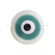 8mm Round Mother-of-Pearl bead eye pattern - Natural - Green x1
