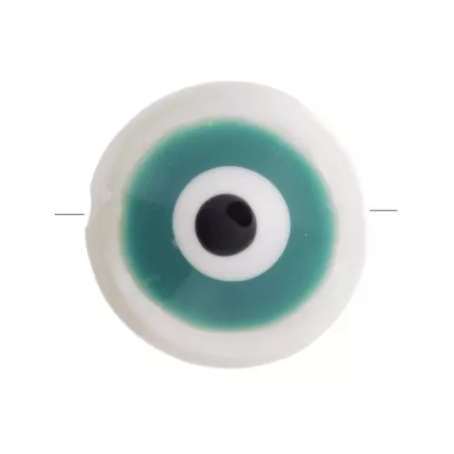 8mm Round Mother-of-Pearl bead eye pattern - Natural - Green x1