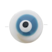 8mm Round Mother-of-Pearl bead eye pattern - Natural - Blue x1|raw }}