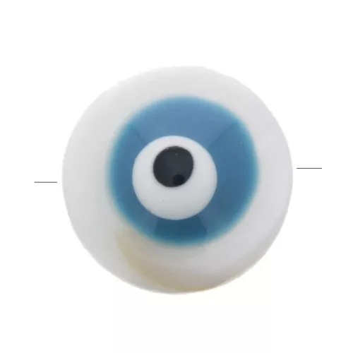 8mm Round Mother-of-Pearl bead eye pattern - Natural - Blue x1