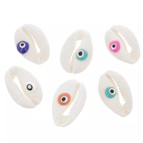 Half shells Cauri 18 to 20 mm - eye pattern - Natural - Multicoloured x6