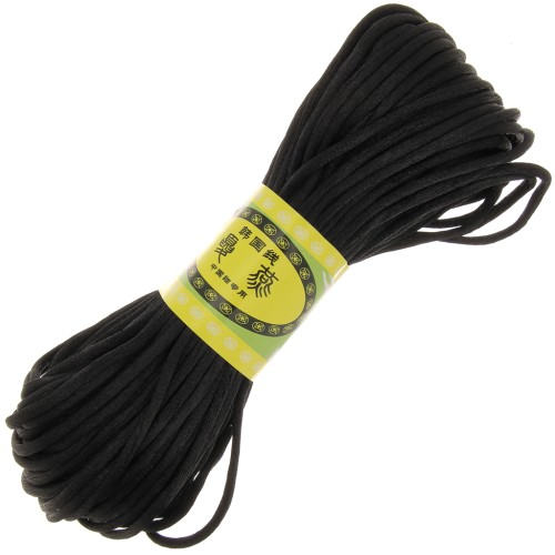 2mm Polyester rat tail cord - Black x20m