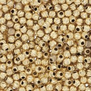 Round striated diamond beads 2 mm - 925 Sterling Silver Fine gold plated x50