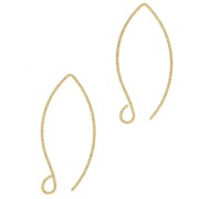 31mm 925 Sterling Silver Diamond effect EarWires - Fine Gold Plated x2|raw }}