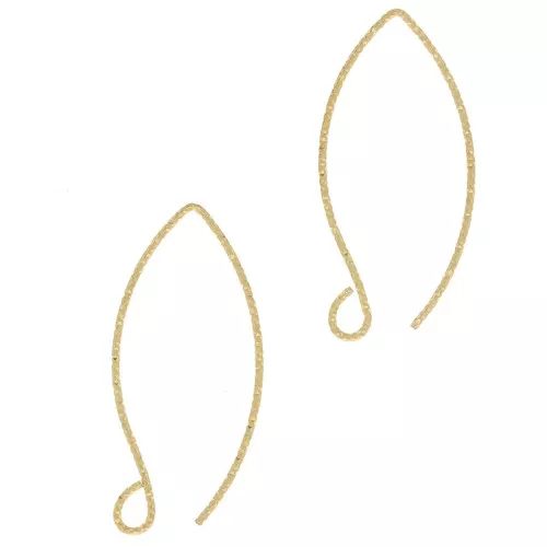 31mm 925 Sterling Silver Diamond effect EarWires - Fine Gold Plated x2