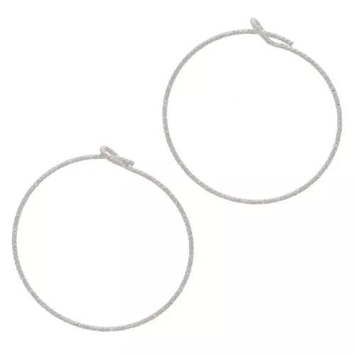25x0.8mm 925 Sterling Silver diamond-cut Hoop earrings x2