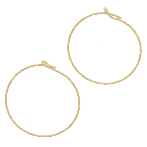 25x0.8mm diamond-cut Hoop earrings - Fine Gold Plated x2