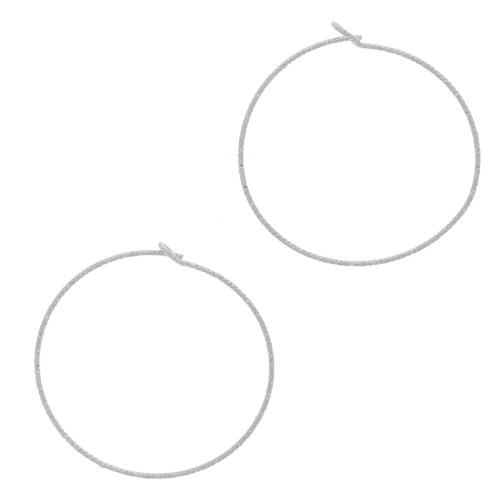 30x0.8mm 925 Sterling Silver diamond-cut Hoop earrings x2