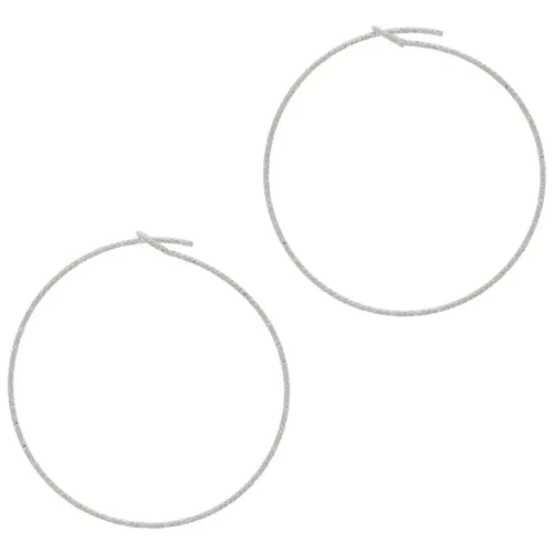 35x0.8mm 925 Sterling Silver diamond-cut Hoop earrings x2